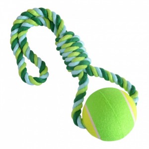 Povrazová hračka - loptička s lanom - 11 cm