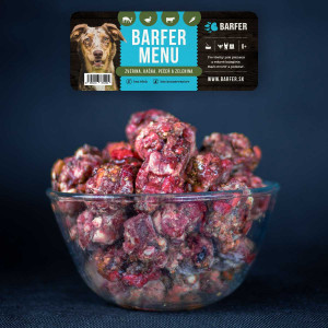 Barfer menu - Zverina, kačka a pečeň so zeleninou 1kg